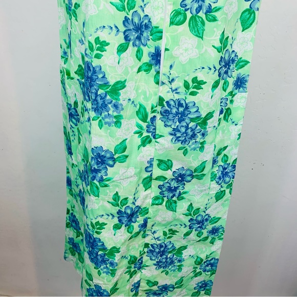 Y2K Anthony Richards Size Medium Md M Floral Green Blue House Dress Sleeveless - Picture 3 of 10